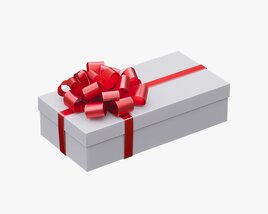 White Gift Box With Red Ribbon 06 3Dモデル