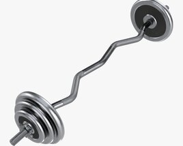 Curved Weight Bar With Weights 3D 모델 