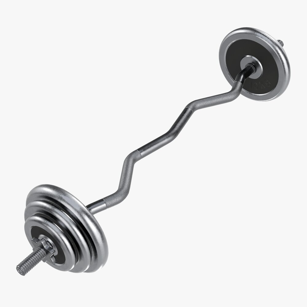 Curved Weight Bar With Weights Modèle 3D