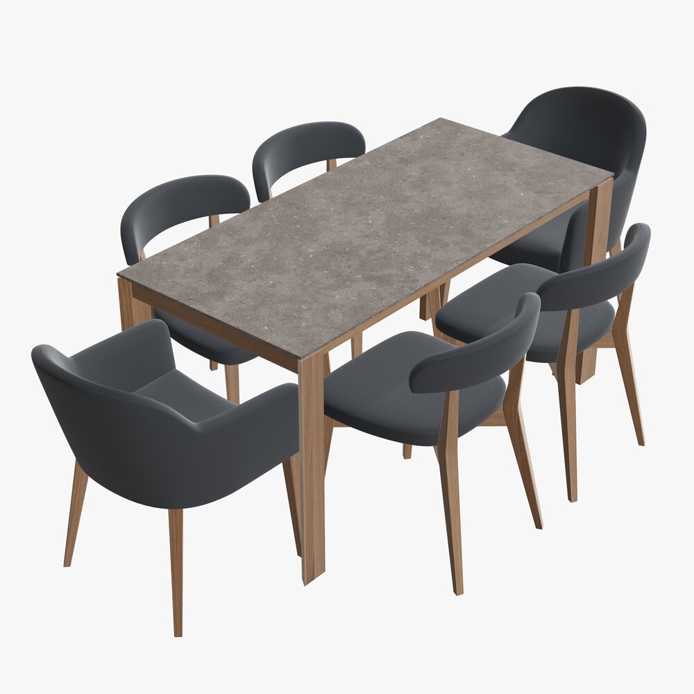 Dining Table With Chairs Modèle 3D
