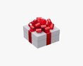 White Gift Box With Red Ribbon 03 3D модель