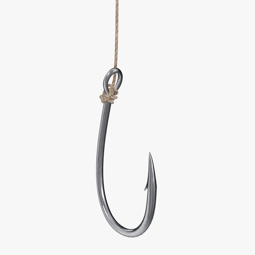Fishing Hook With Line 3D модель