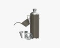 Flask Glasses Leather Cover Opened 3d model