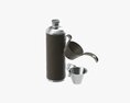 Flask Glasses Leather Cover Opened 3D 모델 