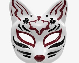 Half Face Kitsune Mask Modello 3D