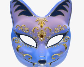Half Face Kitsune Mask Carnival Modello 3D