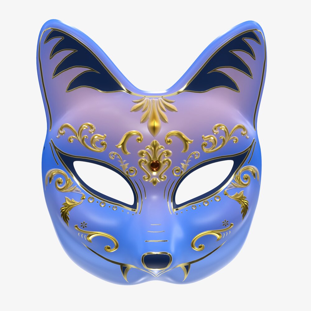 Half Face Kitsune Mask Carnival 3d model