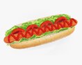 Hot Dog With Ketchup Salad Tomato Seeds 3d model