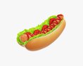 Hot Dog With Ketchup Salad Tomato Stylized 3D 모델 