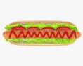 Hot Dog With Ketchup Salad Tomato Stylized 3D модель