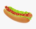 Hot Dog With Ketchup Salad Tomato Stylized 3D模型