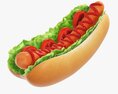 Hot Dog With Ketchup Salad Tomato V2 3D 모델 