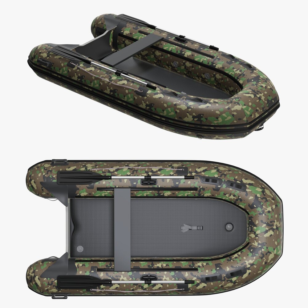 Inflatable Boat 02 Camouflage 3D model