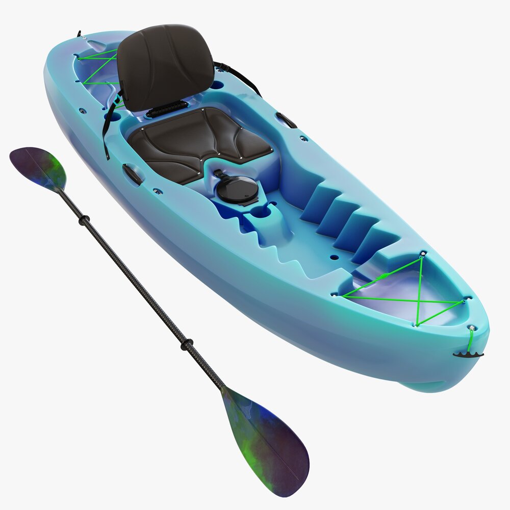 Kayak 02 With Paddle Modelo 3D