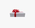 White Gift Box With Red Ribbon 04 3D модель