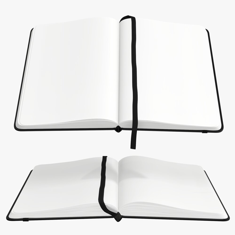 Notebook Hardcover With Strap Open 3Dモデル