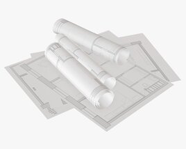 3D model of Paper Sheets And Scrolls 02