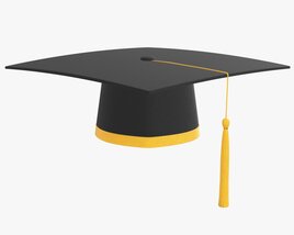 Graduation Cap With Gold Tassel 3D model