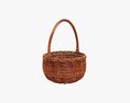 Round Wicker Wooden Basket With Handle Modelo 3D