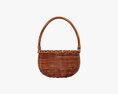 Round Wicker Wooden Basket With Handle Modelo 3d