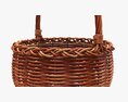 Round Wicker Wooden Basket With Handle 3d model