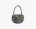 Round Wicker Wooden Basket With Handle Modèle 3d