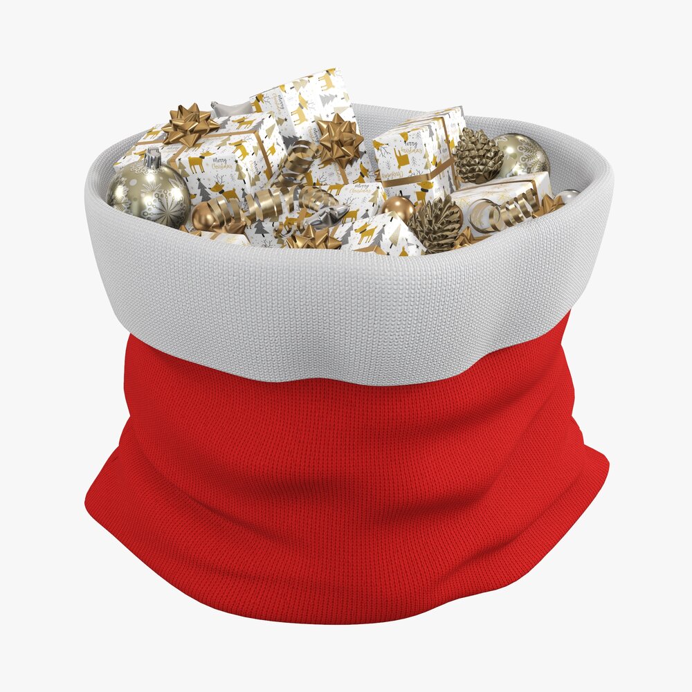 Santa Claus Christmas Gift Bag 04 With Gifts 3D 모델 