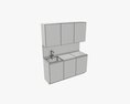 Small Kitchen Cooking Surface Sink 3D 모델 