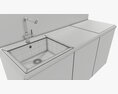 Small Kitchen Cooking Surface Sink 3D-Modell
