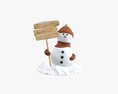 Snowman With Signboard 3D-Modell
