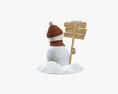Snowman With Signboard Modelo 3d