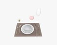 Tableware Set Glass Bowl Fork Spoon 3D模型