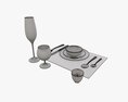 Tableware Set Glass Bowl Fork Spoon 3D-Modell