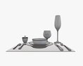 Tableware Set Glass Bowl Fork Spoon 3D 모델 