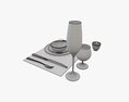 Tableware Set Glass Bowl Fork Spoon 3D 모델 