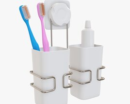 Toothbrush Set Cups Paste Holder 3D model