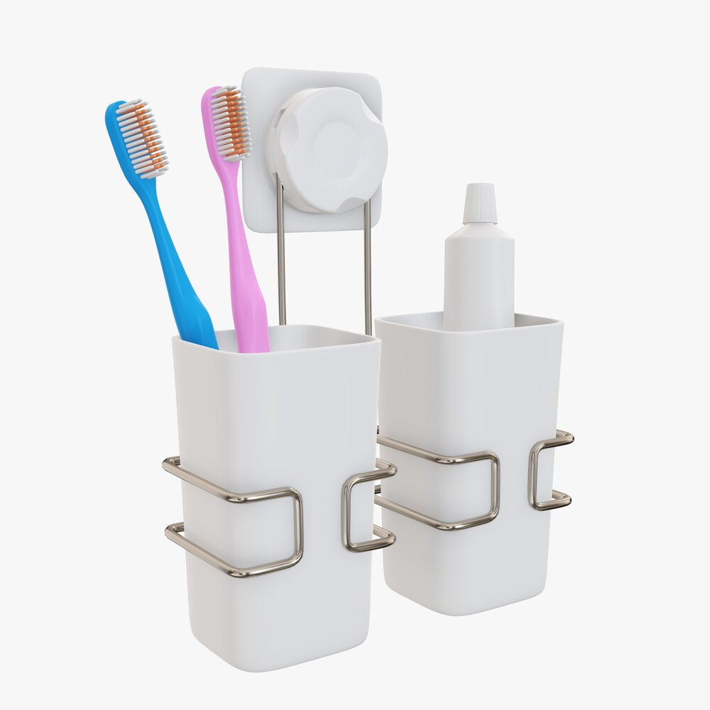 Toothbrush Set Cups Paste Holder 3D 모델 