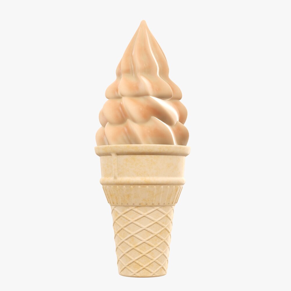 Waffle Cone With Ice Cream 01 3D model