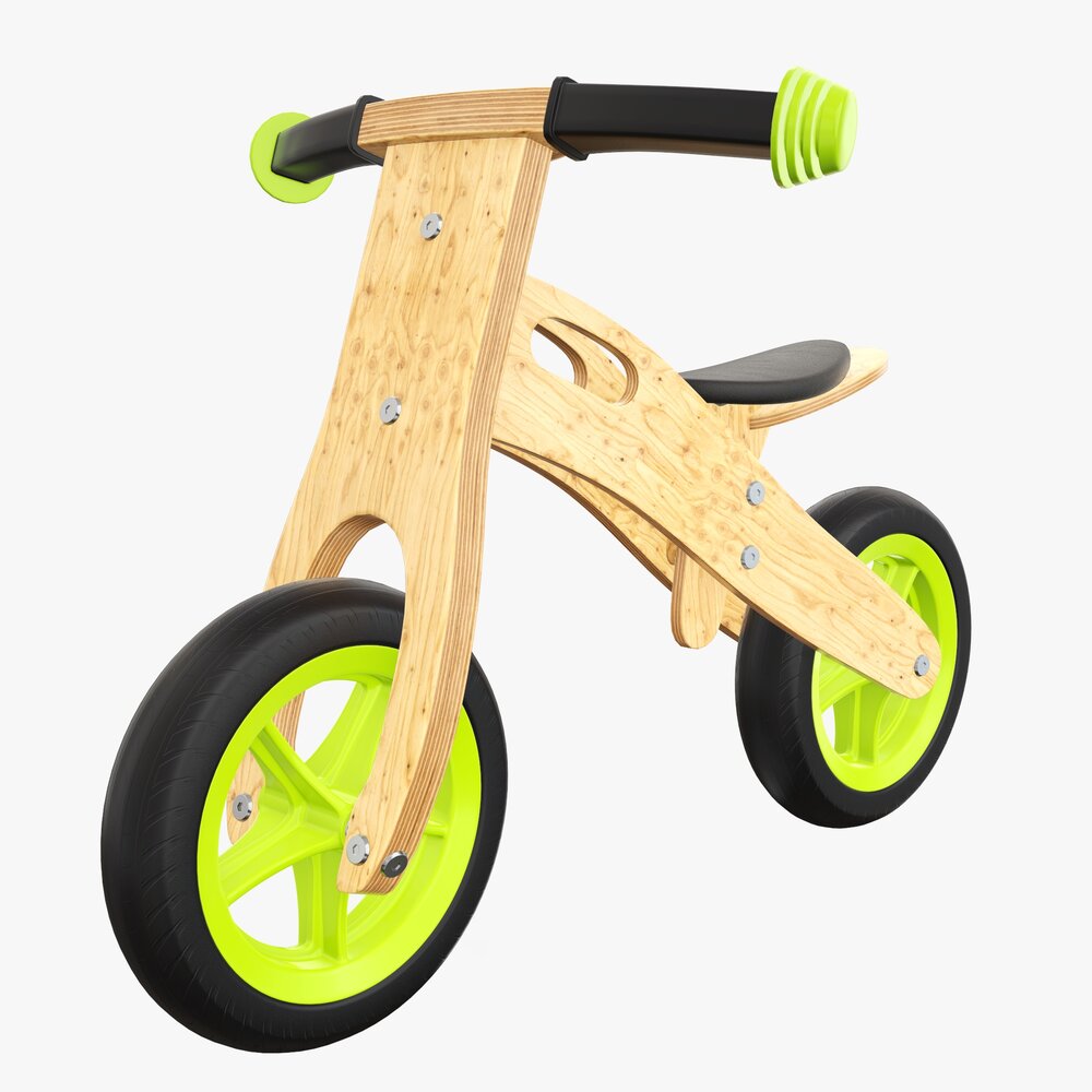 Wooden Balance Bike For Kids V2 3D model