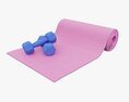 Yoga Mat And Dumbbells 3d model
