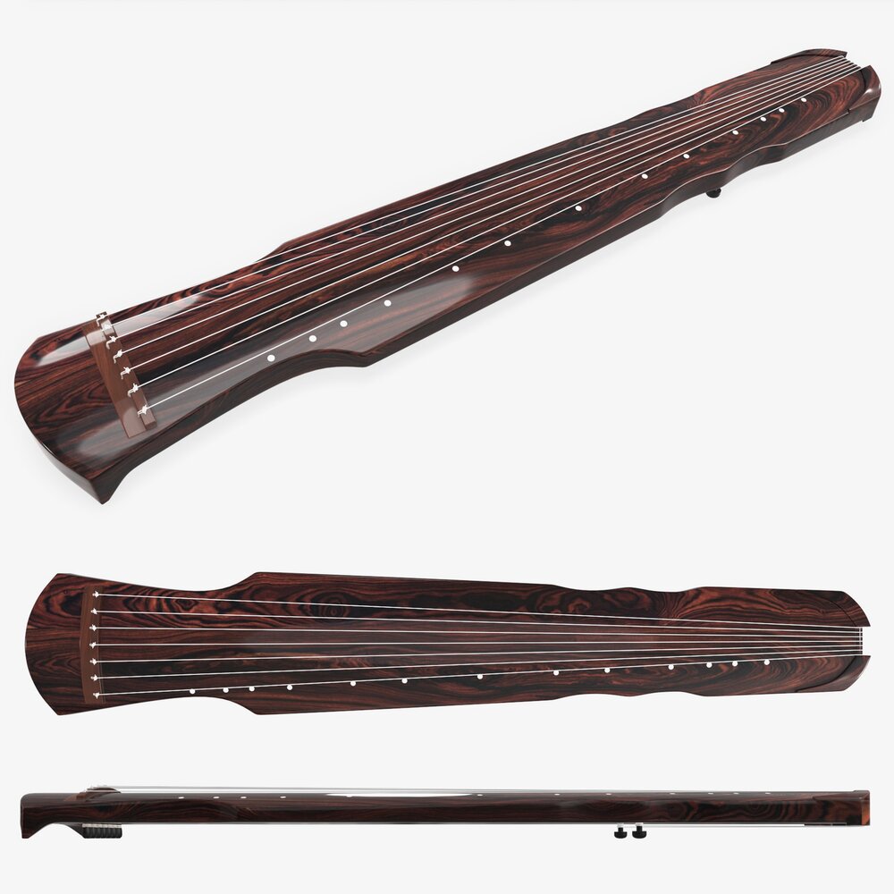 Chinese Zither Musical Instrument 3D модель