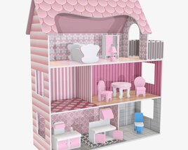 Doll House With Furniture Modello 3D