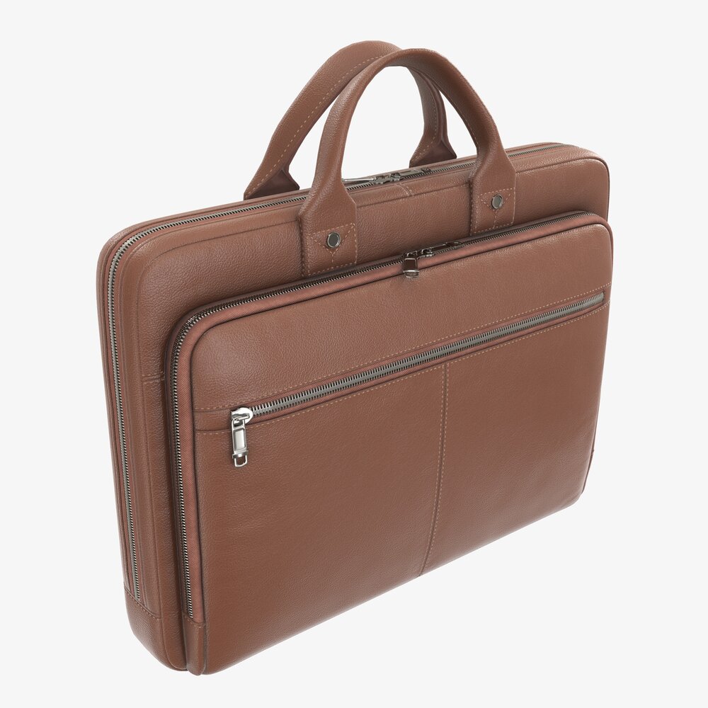 Leather Bag Laptop Briefcase Handbag 01 3D model