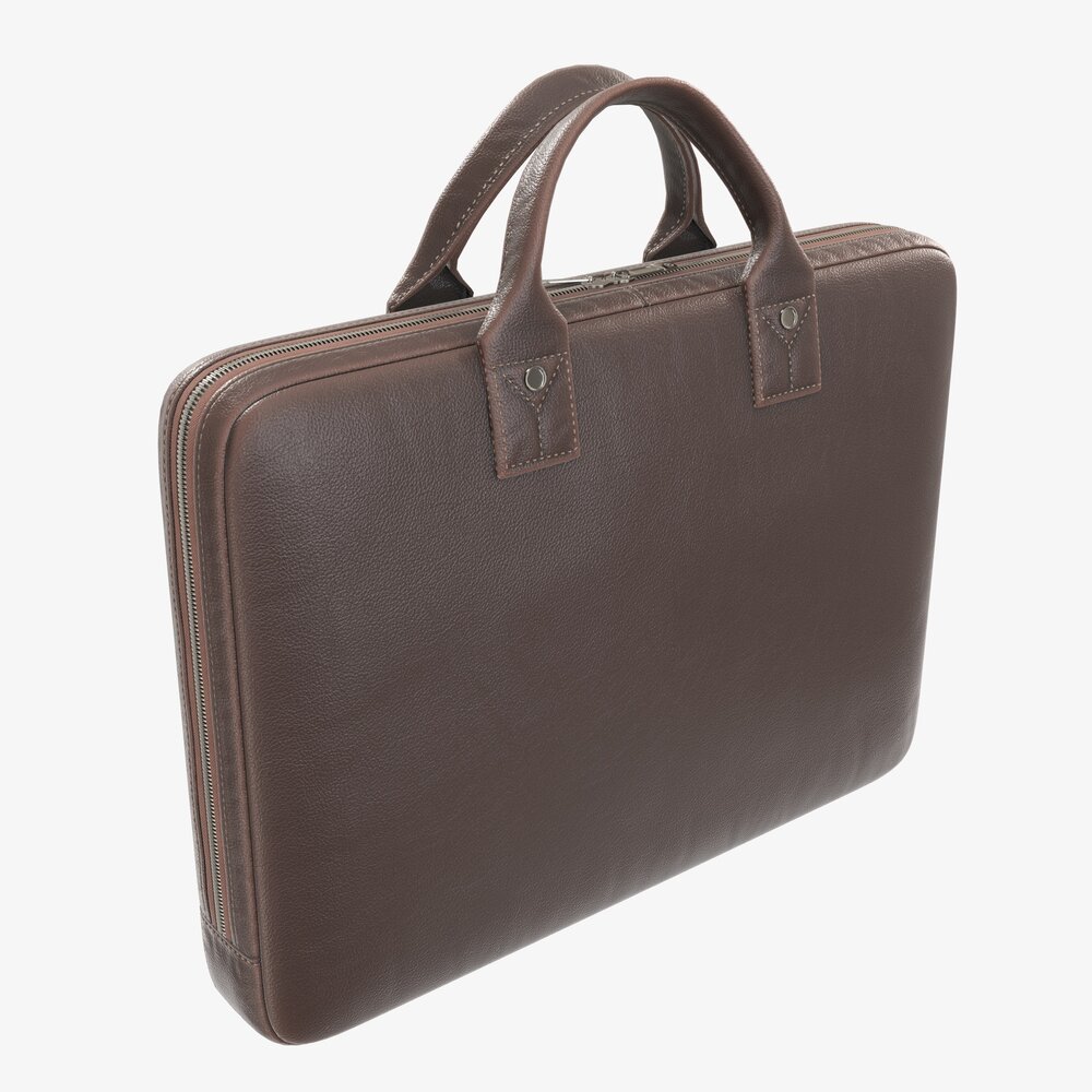 Leather Bag Laptop Briefcase Handbag 02 3D model
