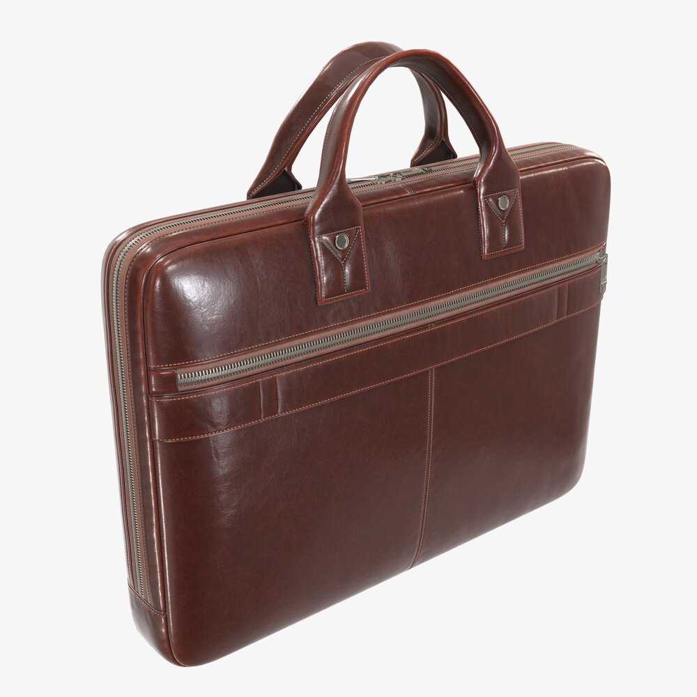 Leather Bag Laptop Briefcase Handbag 03 3D model