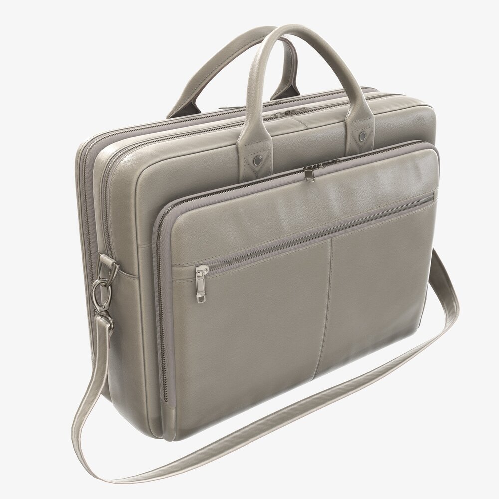 Leather Laptop Briefcase Shoulder Travel Bag Handbag 02 Modello 3D