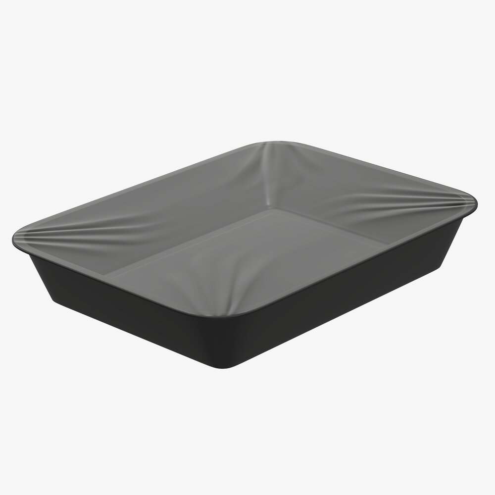 Plastic Food Container Box Tray With Foil Mockup 01 3D model