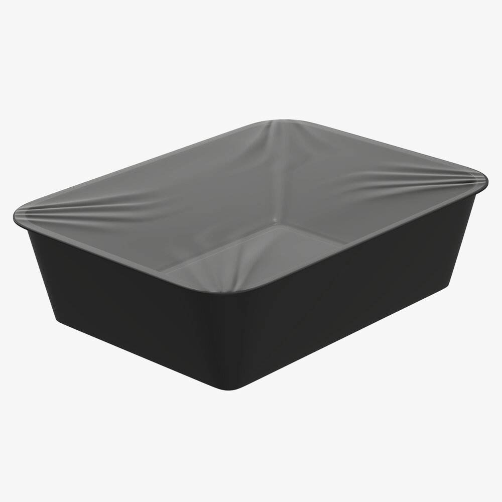 Plastic Food Container Box Tray With Foil Mockup 02 3D model