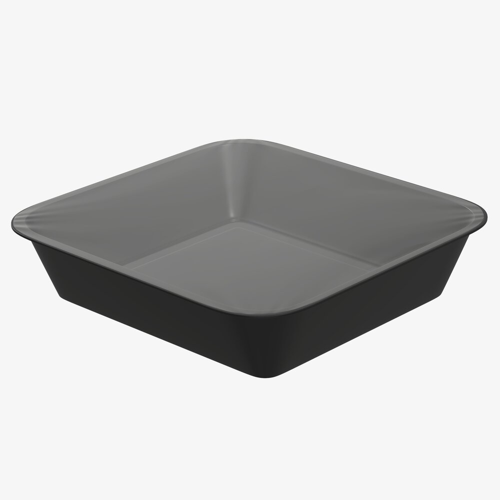 Plastic Food Container Box Tray With Foil Mockup 03 3D model