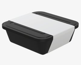 Plastic Food Container Box Tray With Label Mockup 02 3Dモデル